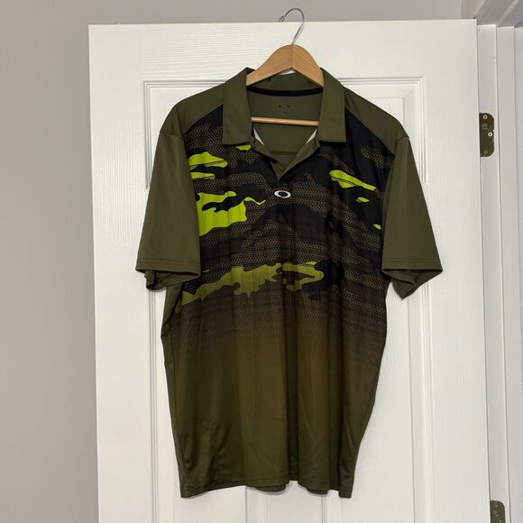 Oakley Other - Oakley Polo Shirt Mens XL Green Camo Deep Rough Golf Performance Logo